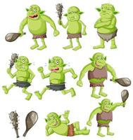 Set of goblin or troll with hunting tool  vector