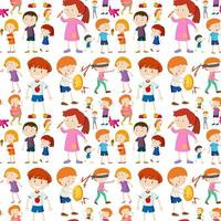 Seamless background design with kid characters vector