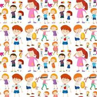 Seamless background design with kid characters vector