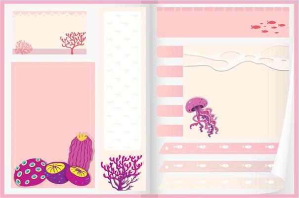 Pink paper design with coral reef