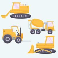 Excavator hand drawn collection vector