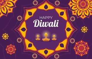 Diwali Background With Diya And Rangoli Ornament vector