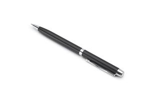 Black metal pen isolated on white background photo