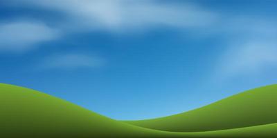 Green grass hill or mountain with blue sky vector