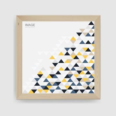 Wooden frame with geometric triangle pattern