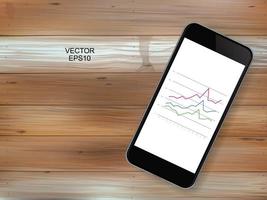 Resumen gráfico de inversión y smartphone en madera vector