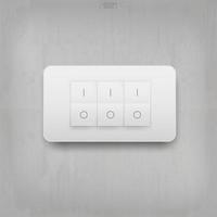 Light switch with three buttons on concrete wall vector