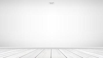 Empty room space with white wood floor vector