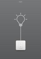 Light bulb symbol and light switch on gray vector