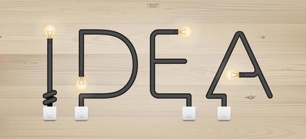 Idea text made of light bulbs and switches vector