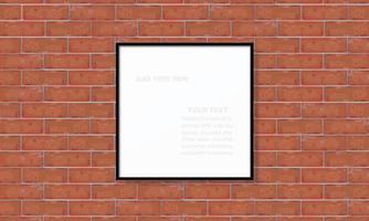 Blank photo frame or picture frame on red brick wall vector