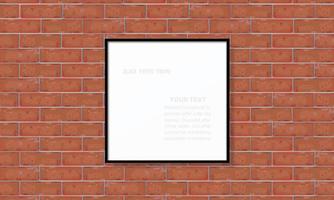 Blank photo frame or picture frame on red brick wall vector