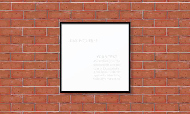 Blank photo frame or picture frame on red brick wall