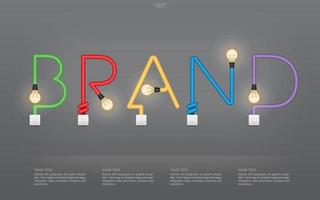 Colorful brand text made of light bulbs and switches vector