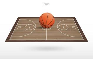 Large basketball on floating basketball court vector