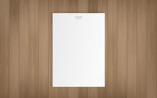 White paper sheet on wood texture vector