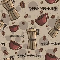 Brown seamless pattern with coffee vector