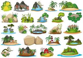 Set of nature island elements  vector