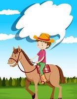 Man riding horse in the field vector