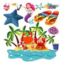 Set of summer beach icons vector