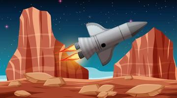 Rocket in a space scene vector