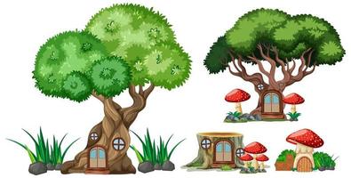 Set of isolated tree and stump houses  vector