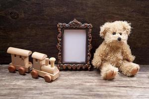 Vintage toys woth frame for photo