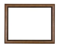 Wooden picture frame on white background. photo
