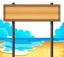 An empty wooden signboard at the beach vector