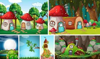 Six different scenes of fantasy world  vector