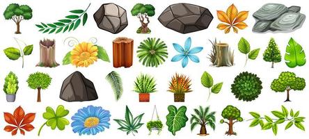 Set of different natural elements isolated vector