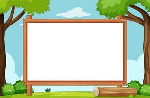 Blank wooden frame in nature park  vector