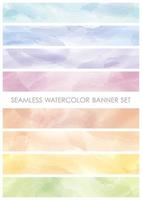 Set of watercolor colorful banners horizontally continuous vector