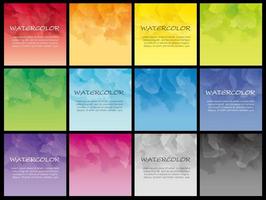 Set of square watercolor icons for background vector