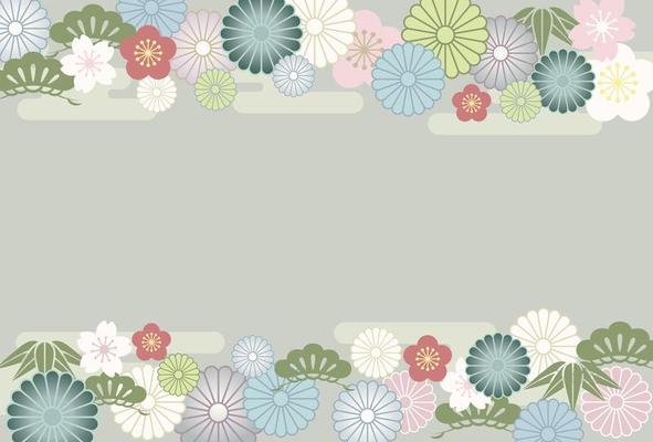 Vintage Japanese floral banner template