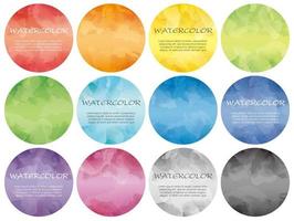 Set of round watercolor icons for background vector