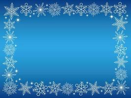 Rectangular snowflake frame on blue background vector
