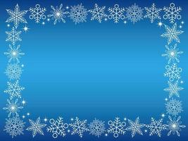 Rectangular snowflake frame on blue background vector