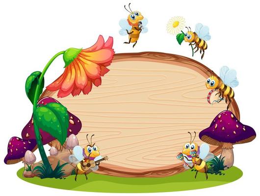 Border template design with insects in the garden 