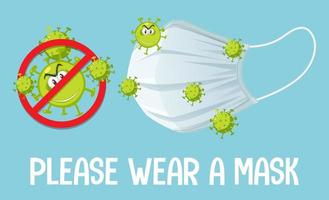 Stop virus by wearing a mask vector