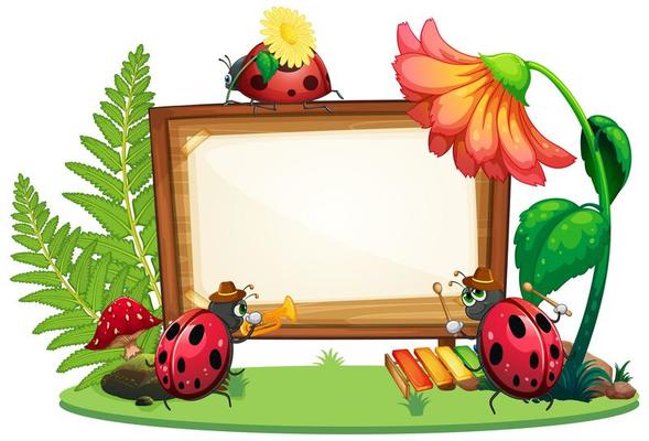 Border template design with insects in the garden