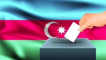 Hand putting ballot into box with Azerbaijan flag vector