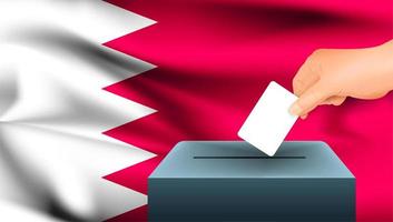 Hand putting ballot into box with Bahrain flag  vector