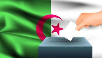 Hand putting ballot into box with Algerian flag  vector