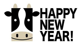 feliz año nuevo diseño con una vaca vector