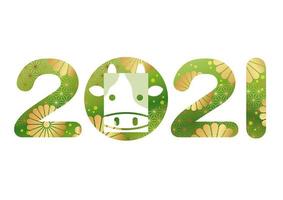 New Year 2021 design with Japanese traditional patterns  vector