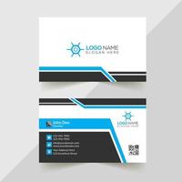 diseño de tarjeta de visita corporativa en blanco, azul y negro vector