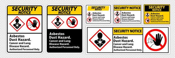 Asbestos Dust Hazard Security Notice Set vector