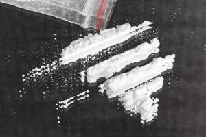 Cocaine powder in lines photo