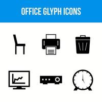 Office glyph icons vector